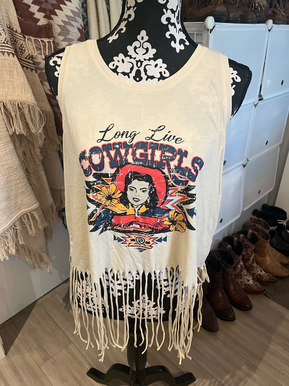 Rock & Roll Denim - Long Live Cowgirls fringe tank